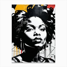 Vintage Graffiti Mural Of Beautiful Black Woman 82 Canvas Print