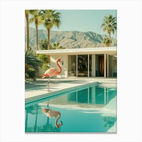 Palm Springs Flamingo Foto, Mid Century Kalifornien Sommer print Canvas Print