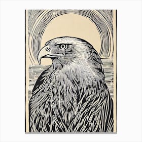 Eagle 2 Linocut Bird Canvas Print