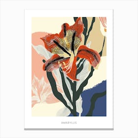 Colourful Flower Illustration Poster Amaryllis 5 Canvas Print