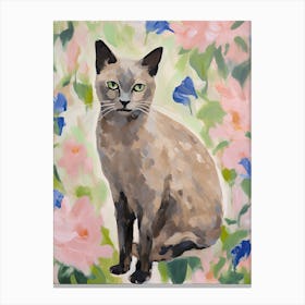 A Burmese Cat Painting, Impressionist Painting 4 Canvas Print