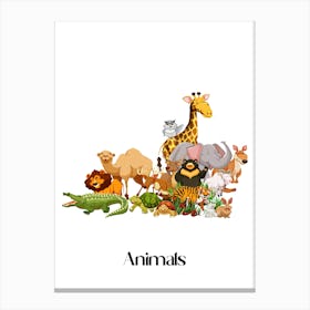 52.Beautiful jungle animals. Fun. Play. Souvenir photo. World Animal Day. Nursery rooms. Children: Decorate the place to make it look more beautiful. Canvas Print