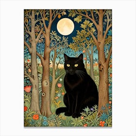 William Morris Black Cat In The Forest 5 Canvas Print