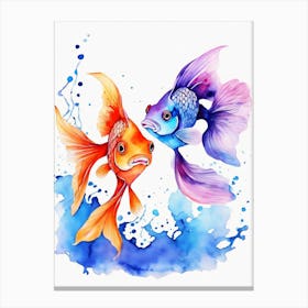 Twin Goldfish Watercolor Painting (15) Canvas Print