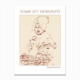 Line Art Minimalist – Schöne Mit Weinkaraffe – Leopold Schmutzler – Classic Painting 1 Canvas Print