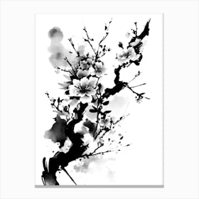 cherry blossom black and white art Canvas Print
