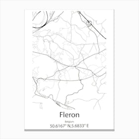 Fleron,Belgium Minimalist Map Canvas Print