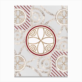 Geometric Abstract Glyph in Festive Gold Silver and Red n.0014 Canvas Print