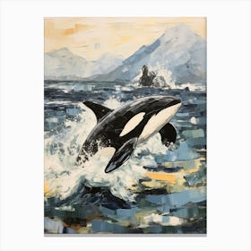 Moody Geometric Impasto Of Orca Whale Canvas Print