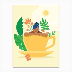 Self Care Tea — Yellow Art Print Canvas Print