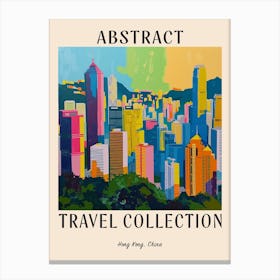 Abstract Travel Collection Poster Hong Kong China 4 Canvas Print