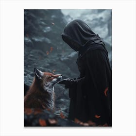 Fox And Human Canvas Print