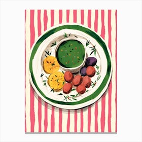 A Plate Of Pesto Pasta, Top View Food Illustration 4 Canvas Print