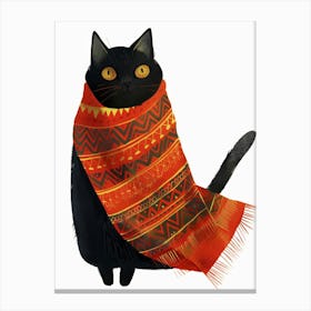 Black Cat In Scarf 2 Canvas Print