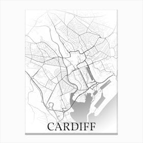 Cardiff, Wales, Uk, City Map, Black And White Fade Design Toile