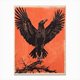 Vulture, Woodblock Animal Drawing 2 Canvas Print