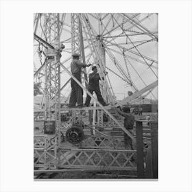 Setting Up Ferris Wheel At State Fair, Donaldsonville, Louisiana By Russell Lee Canvas Print