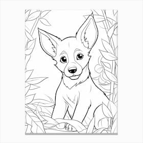 Line Art Jungle Animal Dingo 2 Canvas Print