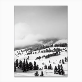 El TSkiing Poster Art er, Andorra Black And White Skiing Poster Canvas Print