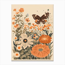 Butterflies and Flowers in Soft Colours III Canvas Print