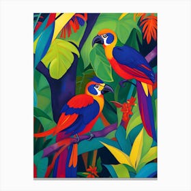 Parrots In The Jungle Fauvism Tropical Birds in the Jungle 7 Canvas Print