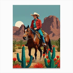 Cowboy In The Desert 5 Canvas Print