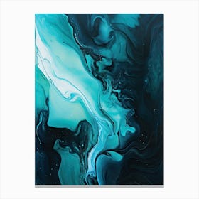 Teal And Black Flow Asbtract Painting 2 Canvas Print
