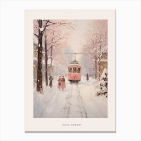 Dreamy Winter Painting Poster Oslo Norway 3 Canvas Print