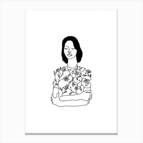 Dress With Flowers Canvas Line Art Print