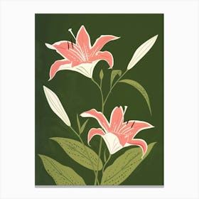Pink & Green Gloriosa Lily 1 Canvas Print