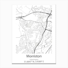 Morriston,United Kingdom Minimalist Map Canvas Print