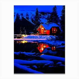 Cozy Winter Mountain Lodge Canvas Print