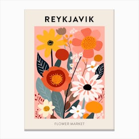 Flower Market Poster Reykjavik Iceland Canvas Print