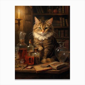 Alchemist Cat With Potions 5 Canvas Print