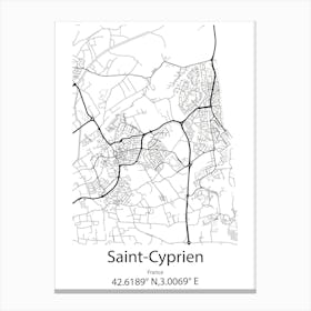 Saint Cyprien,France Minimalist Map Canvas Print