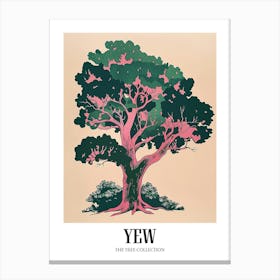 Yew Tree Colourful Illustration 3 Poster Canvas Print