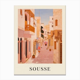 Sousse Tunisia 1 Vintage Pink Travel Illustration Poster Canvas Print