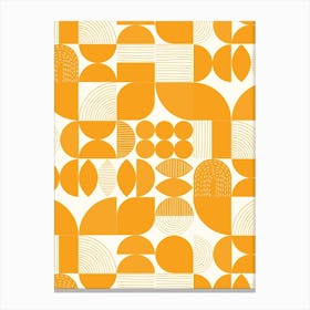 Modern Art Geometric Shapes Orange And White 1 Canvas Print