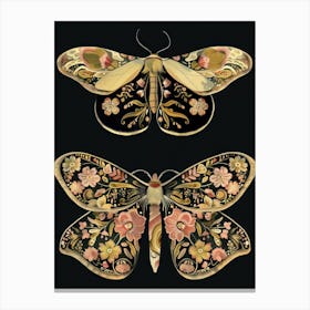 Dark Butterflies William Morris Style 2 Canvas Print