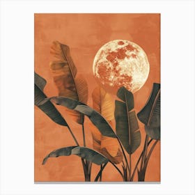 Full Moon With Banana Leaves Canvas Print