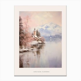 Dreamy Winter Painting Poster Lake Bled Slovenia 1 Canvas Print