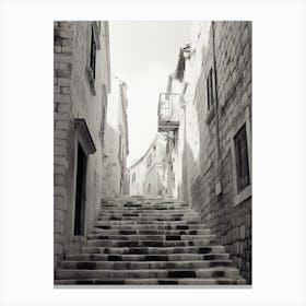 Dubrovnik, Croatia, Mediterranean Black And White Photography Analogue 7 Canvas Print