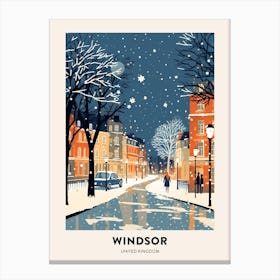 Winter Night  Travel Poster Windsor United Kingdom 2 Canvas Print