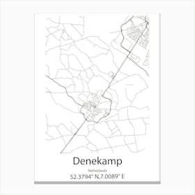 Denekamp,Netherlands Minimalist Map Canvas Print