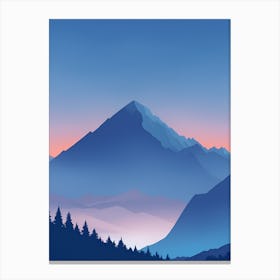 Misty Mountains Vertical Composition In Blue Tone Canvas Print