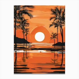 Sunset With Palm Trees 9 Canvas Print