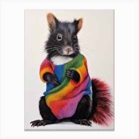 Baby Animal Wearing Sweater Skunk Canvas Print