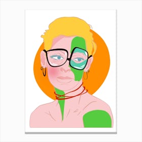 A Woman With Glasses Canvas Print