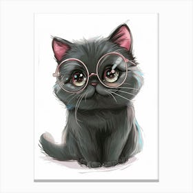 White Background, Tiffany Adorable Cartoon Pusheen Giclée, Kawaii, Glasses, In The Style Of Digital Painting And Drawing, Lettering Mastery, Claudia Tremblay, Sketchfab, Spanish School Toile