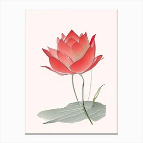 Red Lotus Pencil Illustration 1 Canvas Print